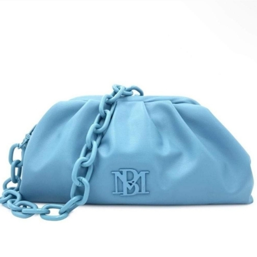 NWT Badgley Mischka Blue Wrapped Frame Clutch
